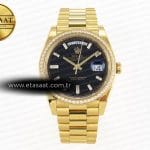Rolex Day-Date 40 Siyah Pırlantalı A2836 Eta Saat - Görsel 3 - 1:1 Süper Klon Saat