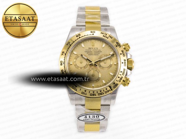 Rolex Daytona 116503 Altın Kadran Bilezik SA4130 Eta Saat - 1:1 Süper Klon Replika Saat