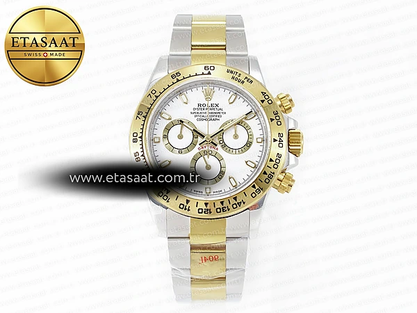 Rolex Daytona 116503 Beyaz Kadran Bilezik SH4130 Eta Saat - 1:1 Süper Klon Replika Saat