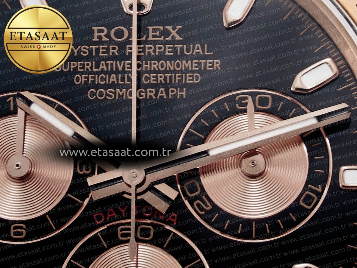 Rolex Daytona 116505 QF 1:1 Best Edition Black/RG Dial on RG Bracelet SH4130 V3 (Gain Weight) - Görsel 11