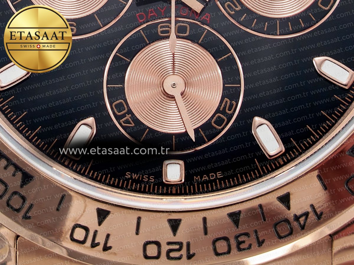 Rolex Daytona 116505 QF 1:1 Best Edition Black/RG Dial on RG Bracelet SH4130 V3 (Gain Weight) - Görsel 12