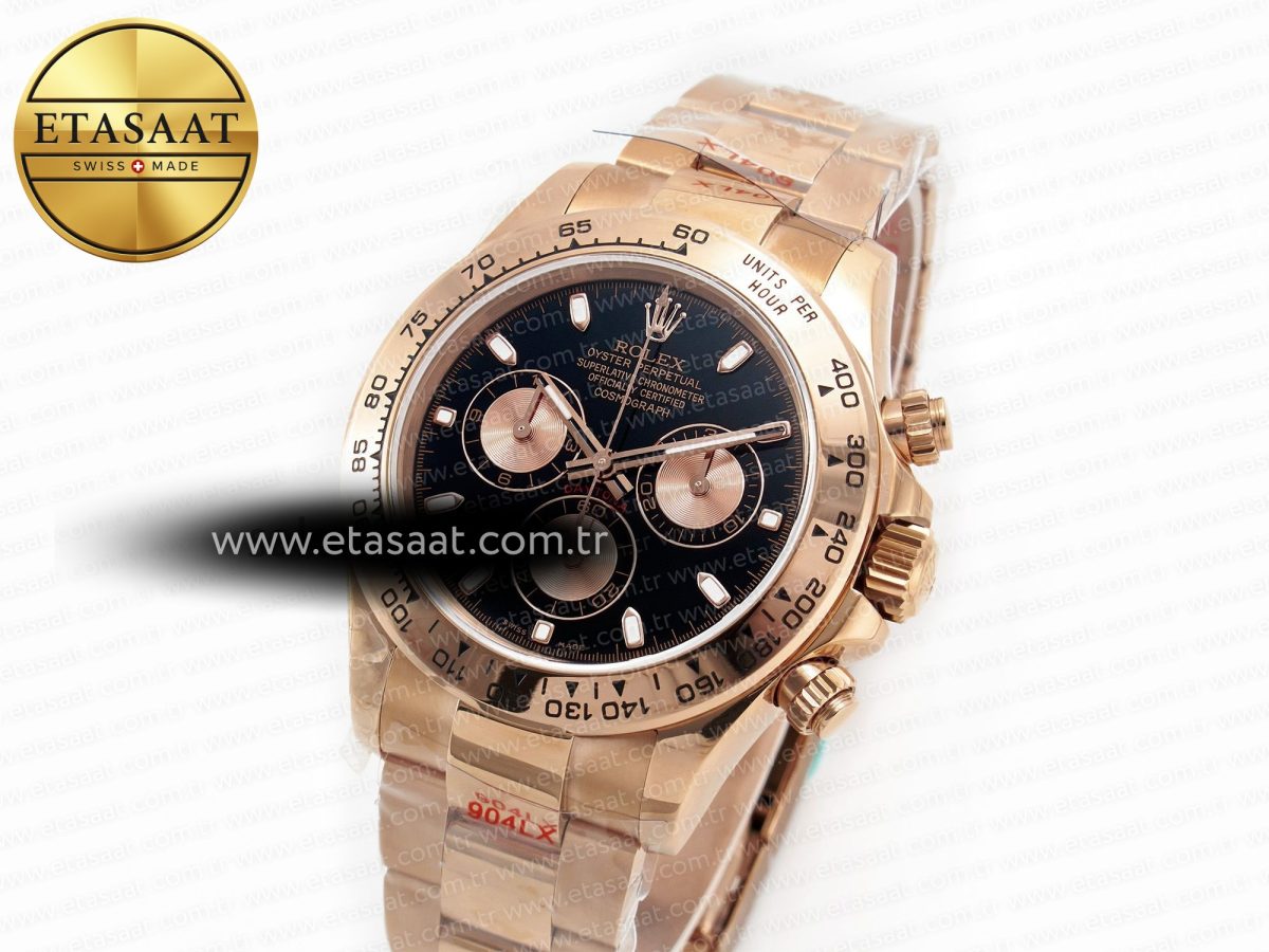 Rolex Daytona 116505 QF 1:1 Best Edition Black/RG Dial on RG Bracelet SH4130 V3 (Gain Weight) - Görsel 2
