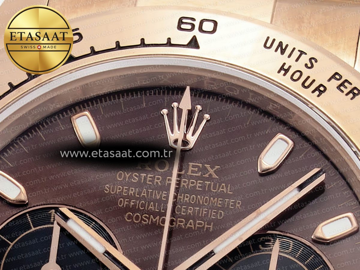 Rolex Daytona 116505 QF 1:1 Best Edition Brown Dial on RG Bracelet SH4130 V3 (Gain Weight) - Görsel 10