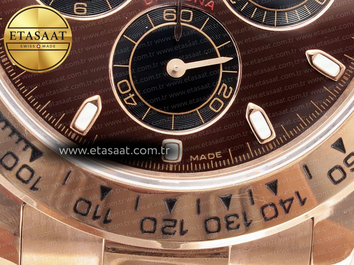 Rolex Daytona 116505 QF 1:1 Best Edition Brown Dial on RG Bracelet SH4130 V3 (Gain Weight) - Görsel 12