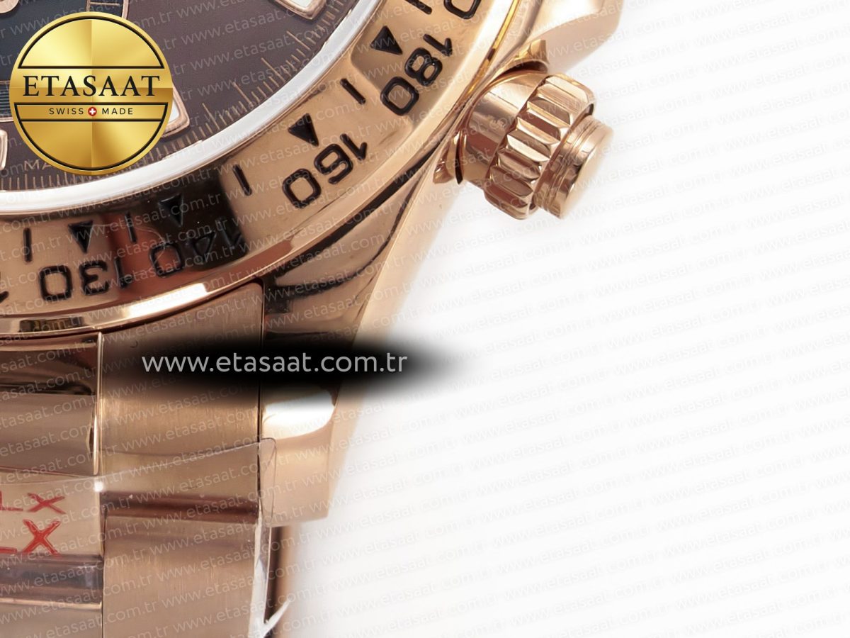 Rolex Daytona 116505 QF 1:1 Best Edition Brown Dial on RG Bracelet SH4130 V3 (Gain Weight) - Görsel 14