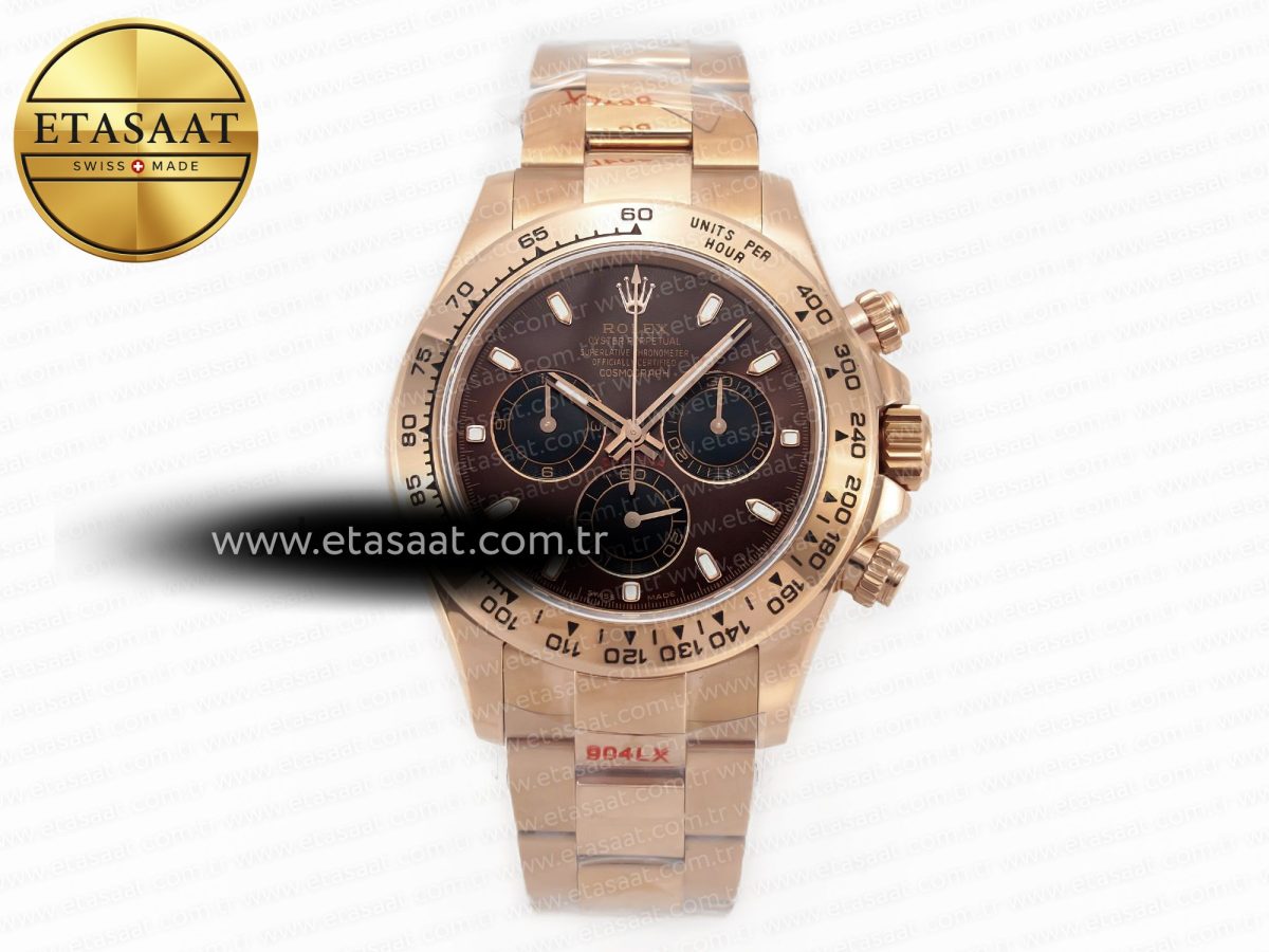 Rolex Daytona 116505 QF 1:1 Best Edition Brown Dial on RG Bracelet SH4130 V3 (Gain Weight) - Görsel 3