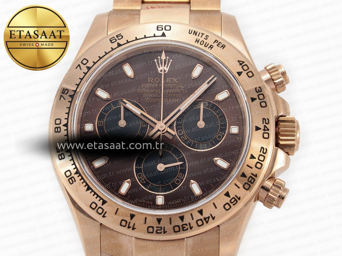 Rolex Daytona 116505 QF 1:1 Best Edition Brown Dial on RG Bracelet SH4130 V3 (Gain Weight) - Görsel 4