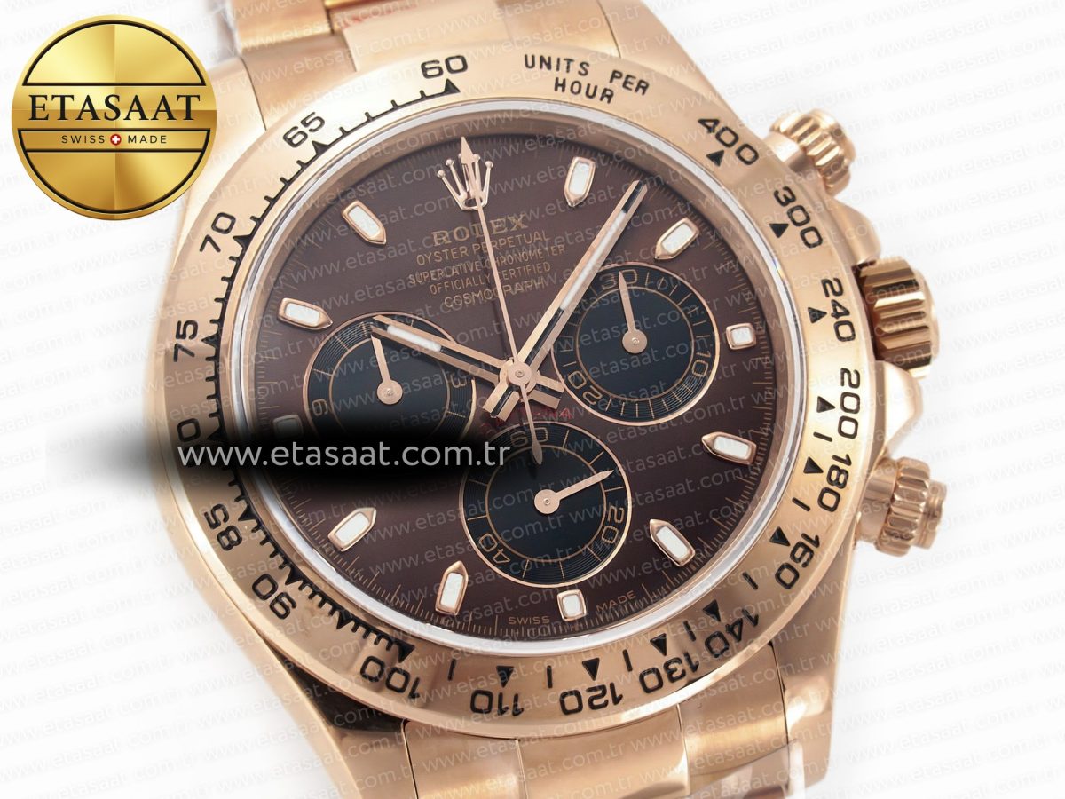 Rolex Daytona 116505 QF 1:1 Best Edition Brown Dial on RG Bracelet SH4130 V3 (Gain Weight) - Görsel 5