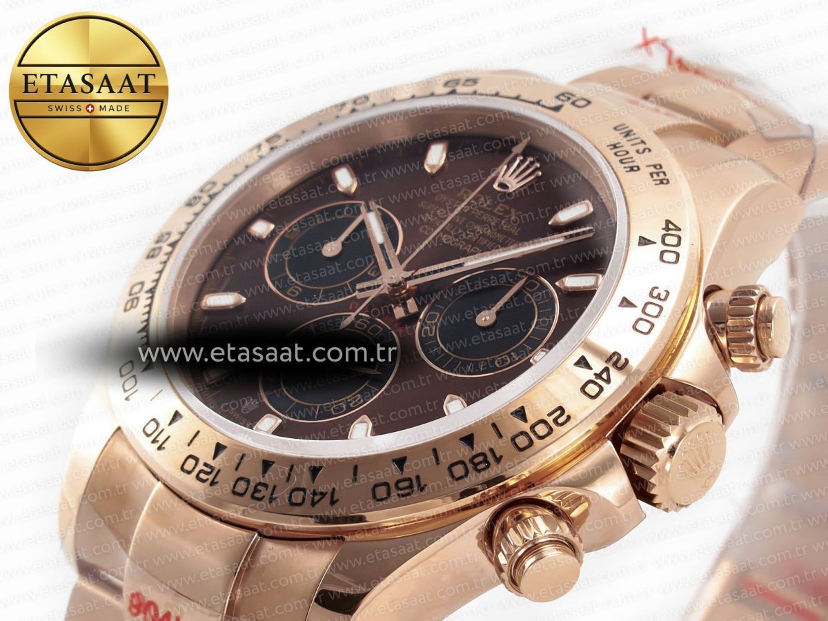 Rolex Daytona 116505 QF 1:1 Best Edition Brown Dial on RG Bracelet SH4130 V3 (Gain Weight) - Görsel 7