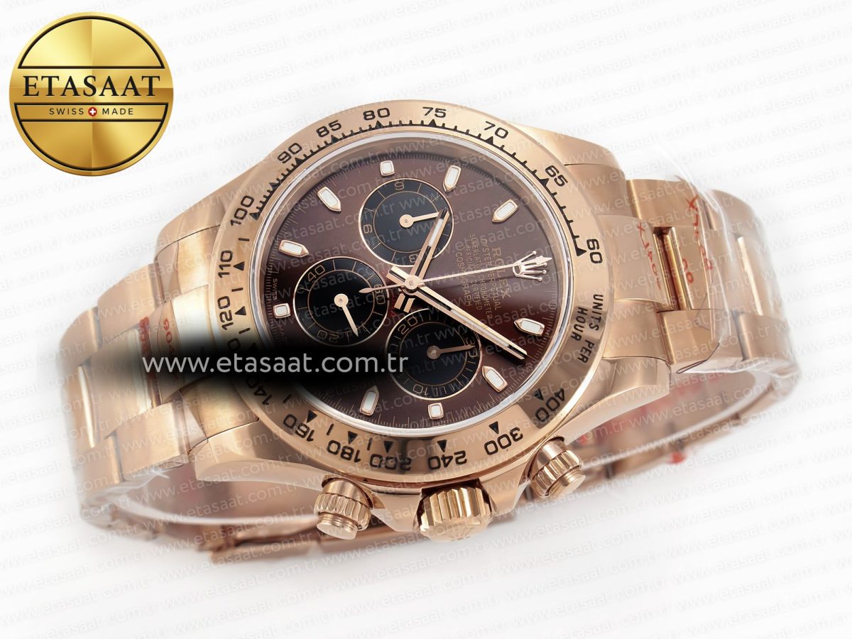 Rolex Daytona 116505 QF 1:1 Best Edition Brown Dial on RG Bracelet SH4130 V3 (Gain Weight) - Görsel 8