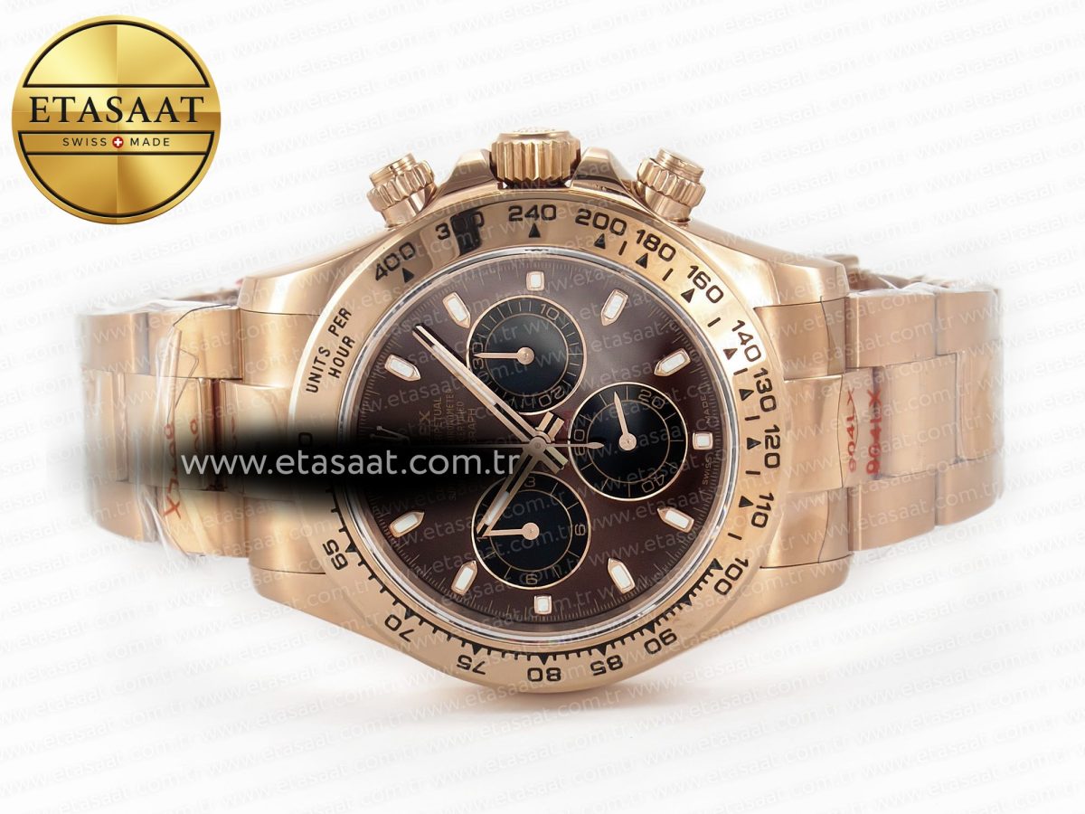 Rolex Daytona 116505 QF 1:1 Best Edition Brown Dial on RG Bracelet SH4130 V3 (Gain Weight) - Görsel 9