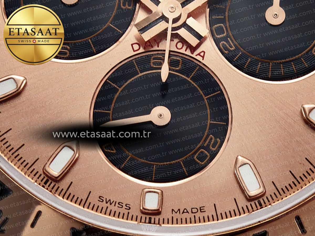 Rolex Daytona 116505 QF 1:1 Best Edition RG/Black Dial on RG Bracelet SH4130 V3 (Gain Weight) - Görsel 12