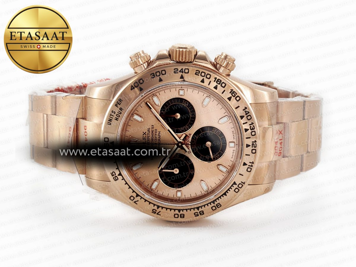 Rolex Daytona 116505 QF 1:1 Best Edition RG/Black Dial on RG Bracelet SH4130 V3 (Gain Weight) - Görsel 9
