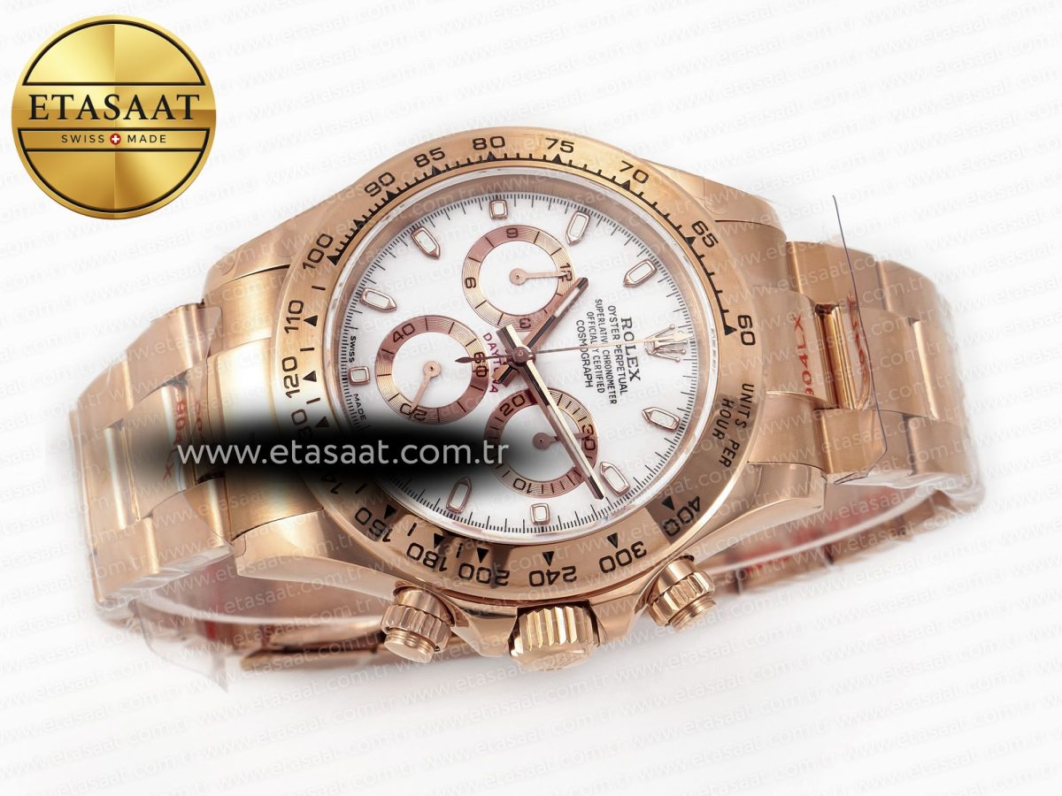 Rolex Daytona 116505 QF 1:1 Best Edition White Dial on RG Bracelet SH4130 V3 (Gain Weight) - Görsel 8
