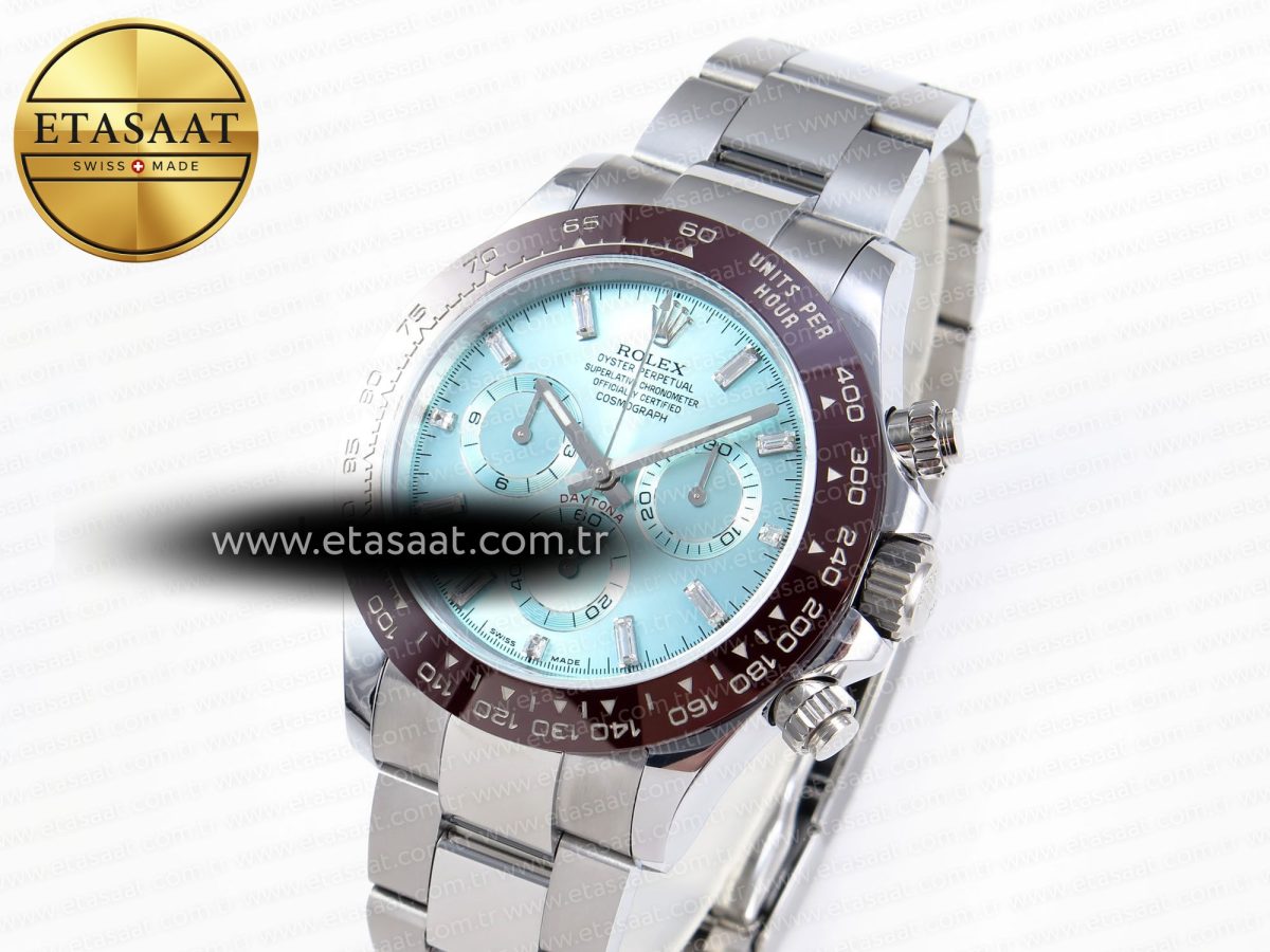 Rolex Daytona 116506 QF 1:1 Best Edition Ice Blue Dial Crystal Markers on SS Bracelet SH4130 V3 (Gain Weight) - Görsel 2