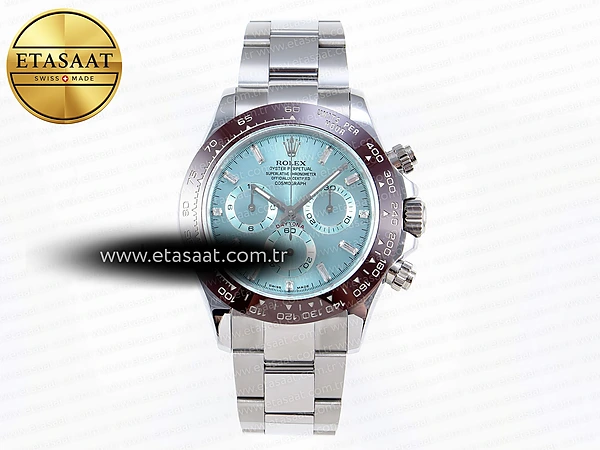 Rolex Daytona 116506 QF Buz Mavisi Kristal İndeks Ağır Kasa Eta Saat - 1:1 Süper Klon Replika Saat