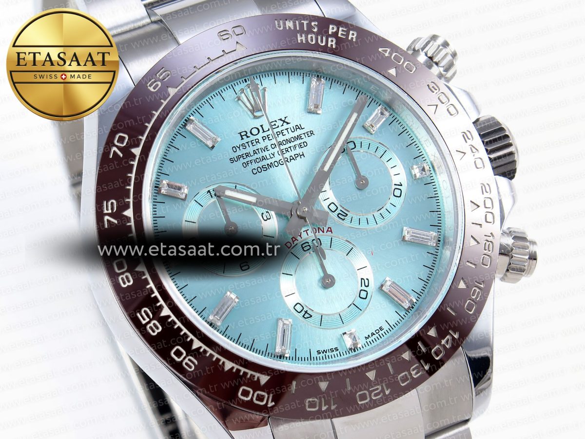 Rolex Daytona 116506 QF 1:1 Best Edition Ice Blue Dial Crystal Markers on SS Bracelet SH4130 V3 (Gain Weight) - Görsel 5