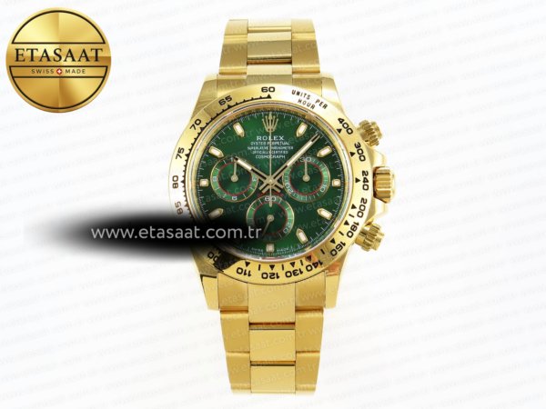 Rolex Daytona 116508 APSF Yeşil Kadran Bilezik SH4130 Eta Saat - 1:1 Süper Klon Replika Saat