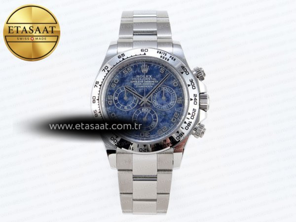 Rolex Daytona 116509 Clean Mavi Chalcedony Kadran A4130 Eta Saat - 1:1 Süper Klon Replika Saat