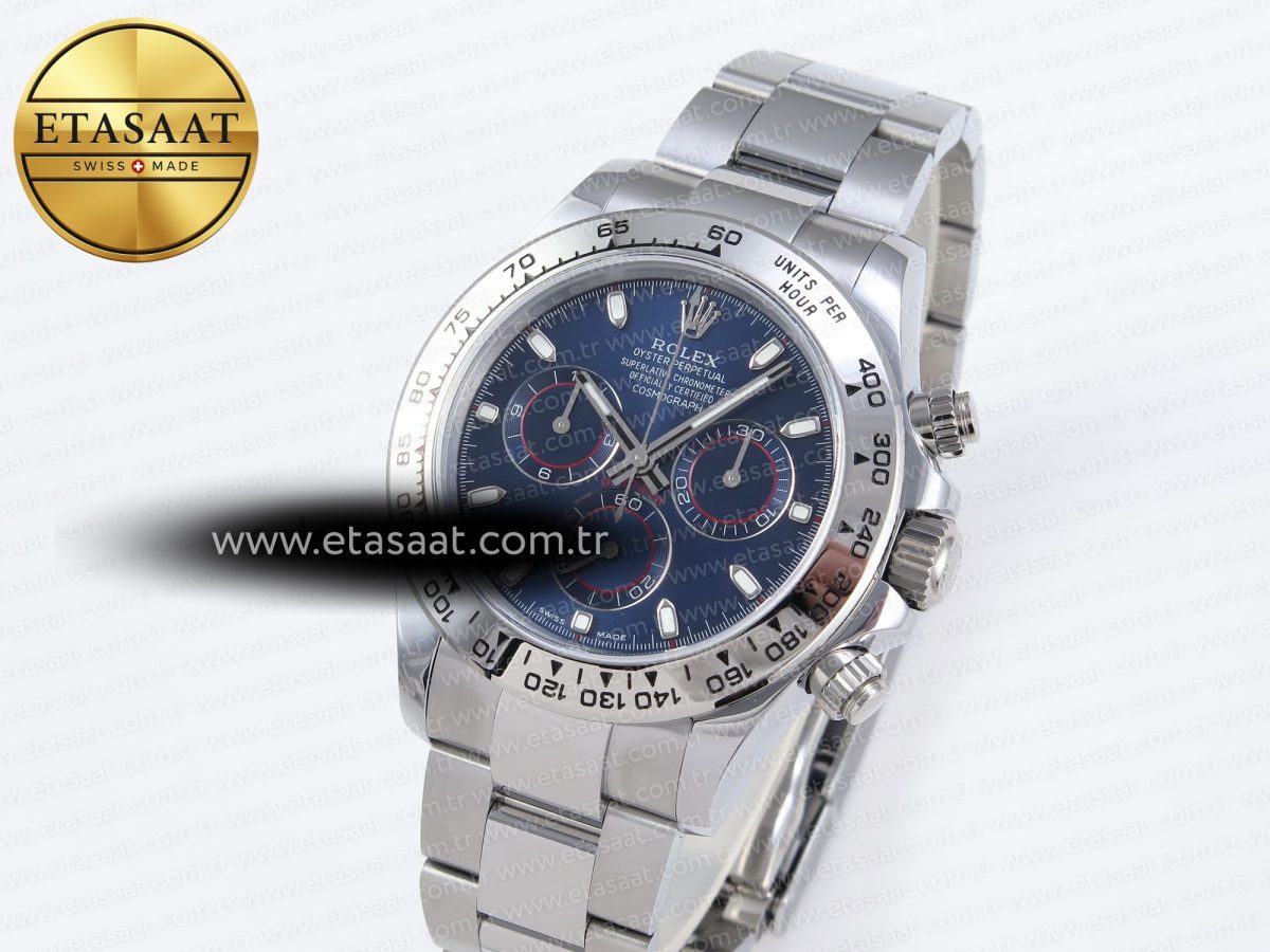 Rolex Daytona 116509 QF 1:1 Best Edition Blue Dial on SS Bracelet SH4130 V3 (Gain Weight) - Görsel 1