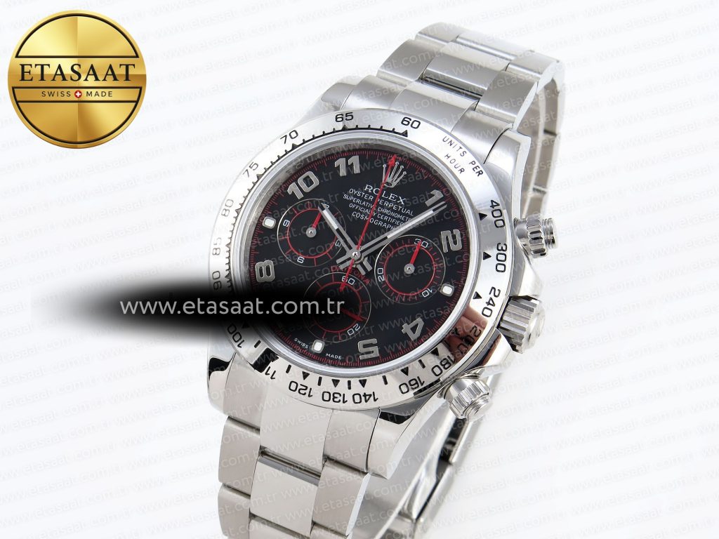 daytona 116509 ss omf best edition black numeral dial on ss bracelet a7750 slim movement1