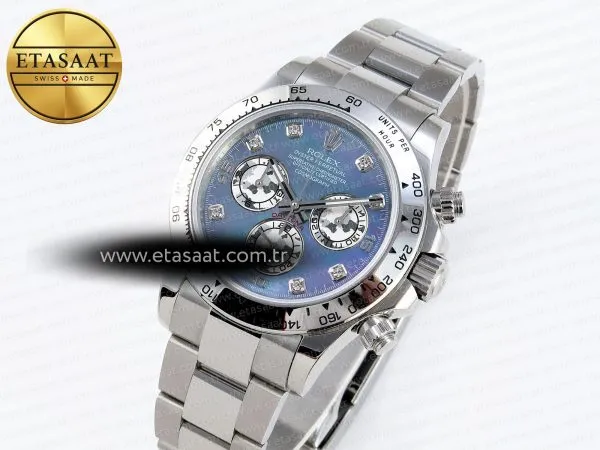 daytona 116509 ss omf best edition blue mop dial on ss bracelet a7750 slim movement1