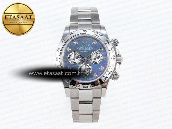 Rolex Daytona 116509 Mavi Sedef Kadran A7750 Eta Saat - 1:1 Süper Klon Replika Saat