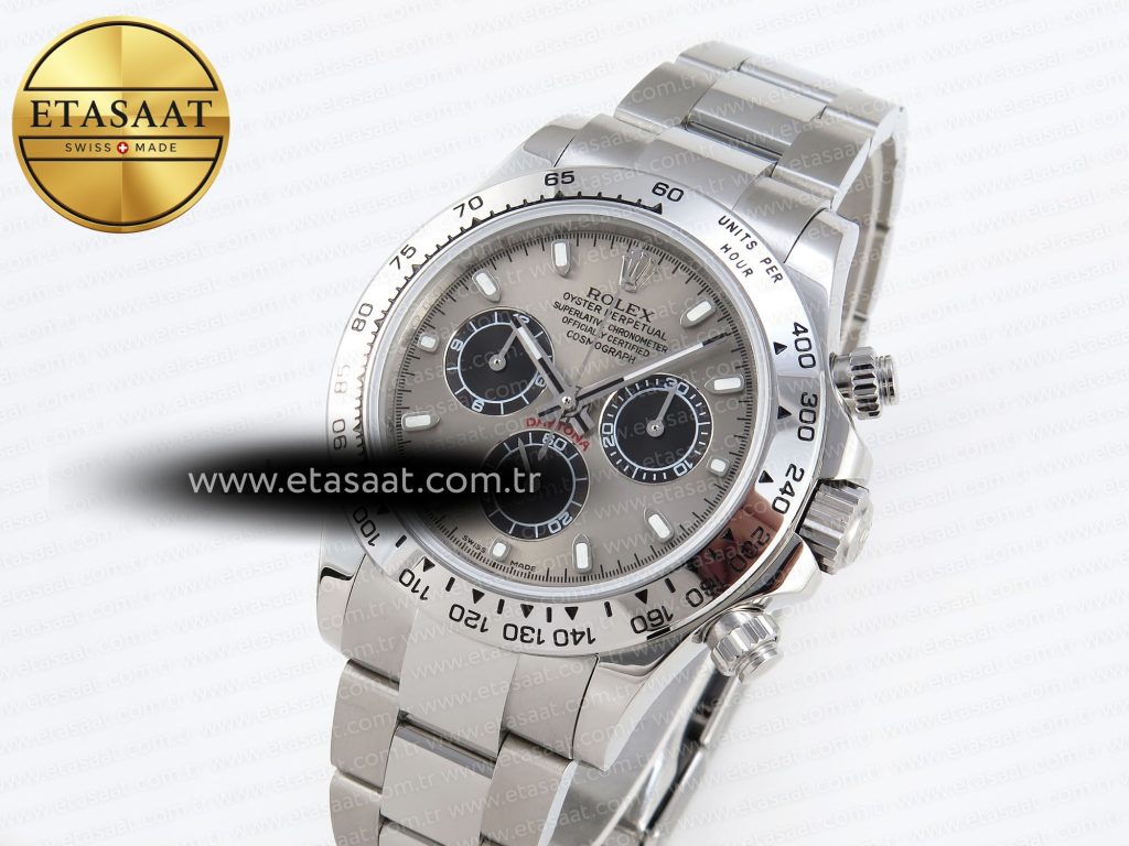 daytona 116509 ss omf best edition gray black dial on ss bracelet a7750 slim movement1