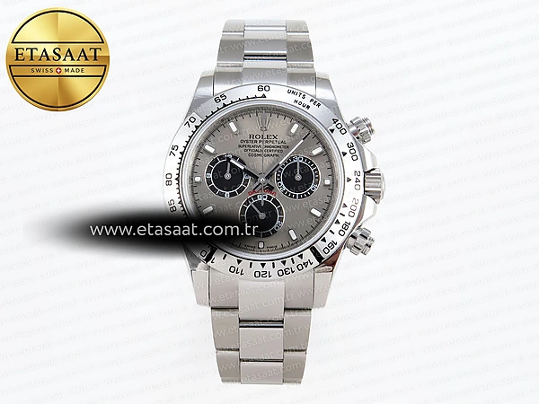 Rolex Daytona 116509 Gri/Siyah Kadran A7750 Eta Saat - 1:1 Süper Klon Replika Saat
