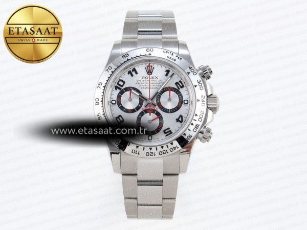 Rolex Daytona 116509 Gümüş Rakamlı Kadran A7750 Eta Saat - 1:1 Süper Klon Replika Saat