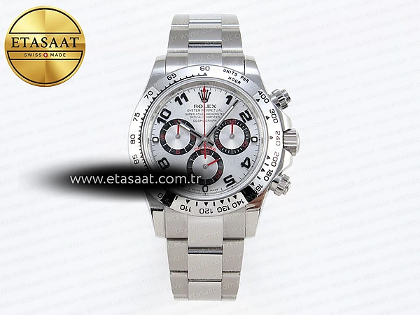 Rolex Daytona 116509 Gümüş Rakamlı Kadran A7750 Eta Saat - 1:1 Süper Klon Replika Saat