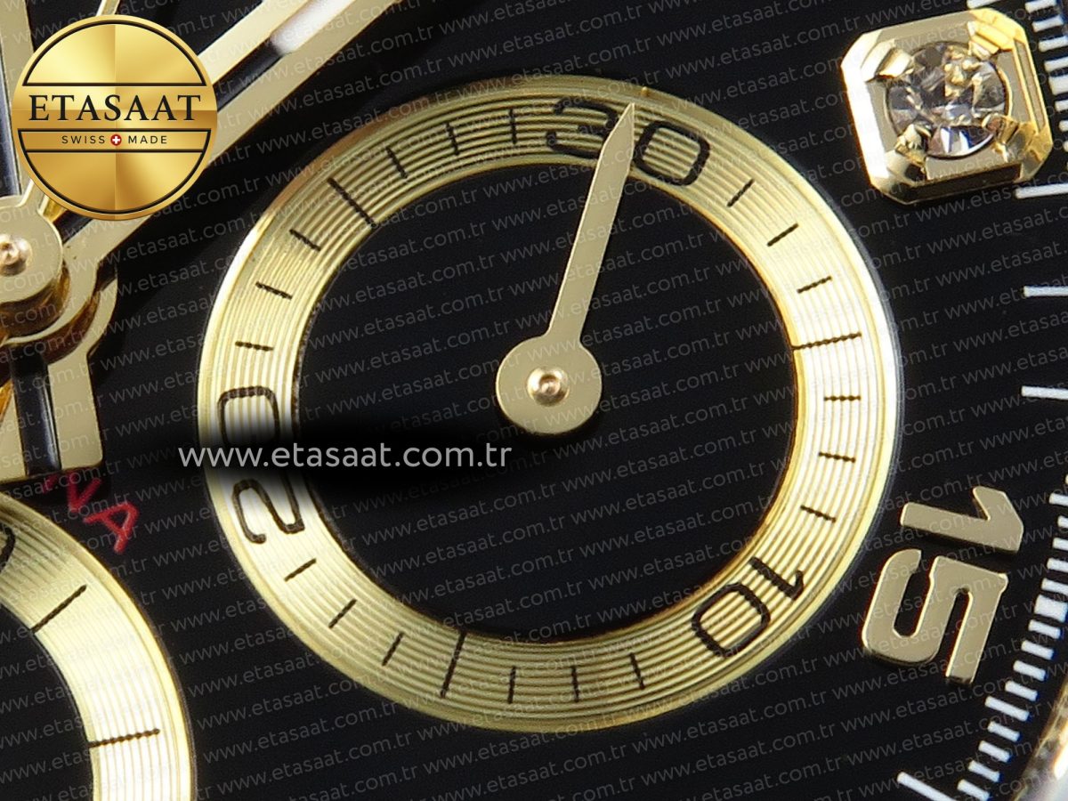 Rolex Daytona 116518 APSF 1:1 Best Edition Black Diamonds Dial on Oysterflex Rubber Strap SH4130 - Görsel 14