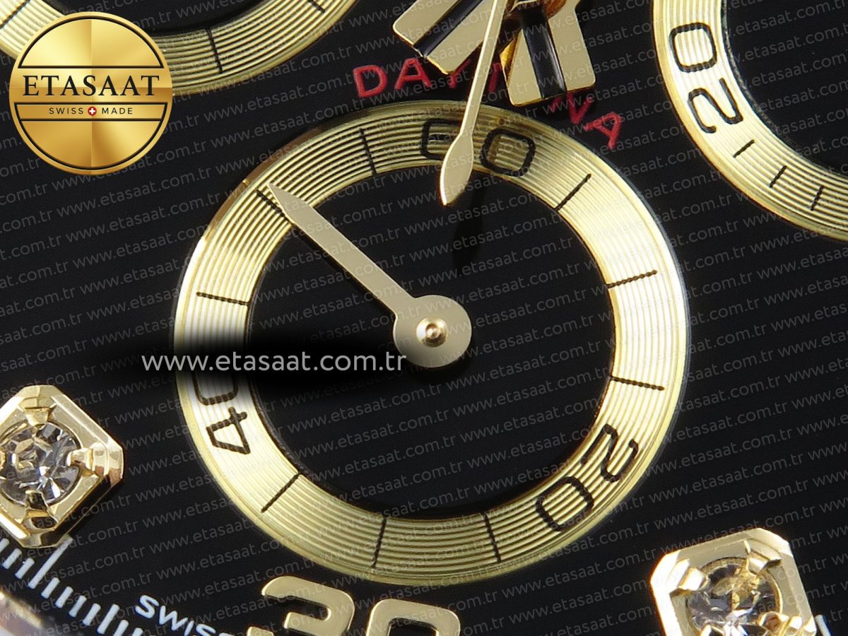 Rolex Daytona 116518 APSF 1:1 Best Edition Black Diamonds Dial on Oysterflex Rubber Strap SH4130 - Görsel 15