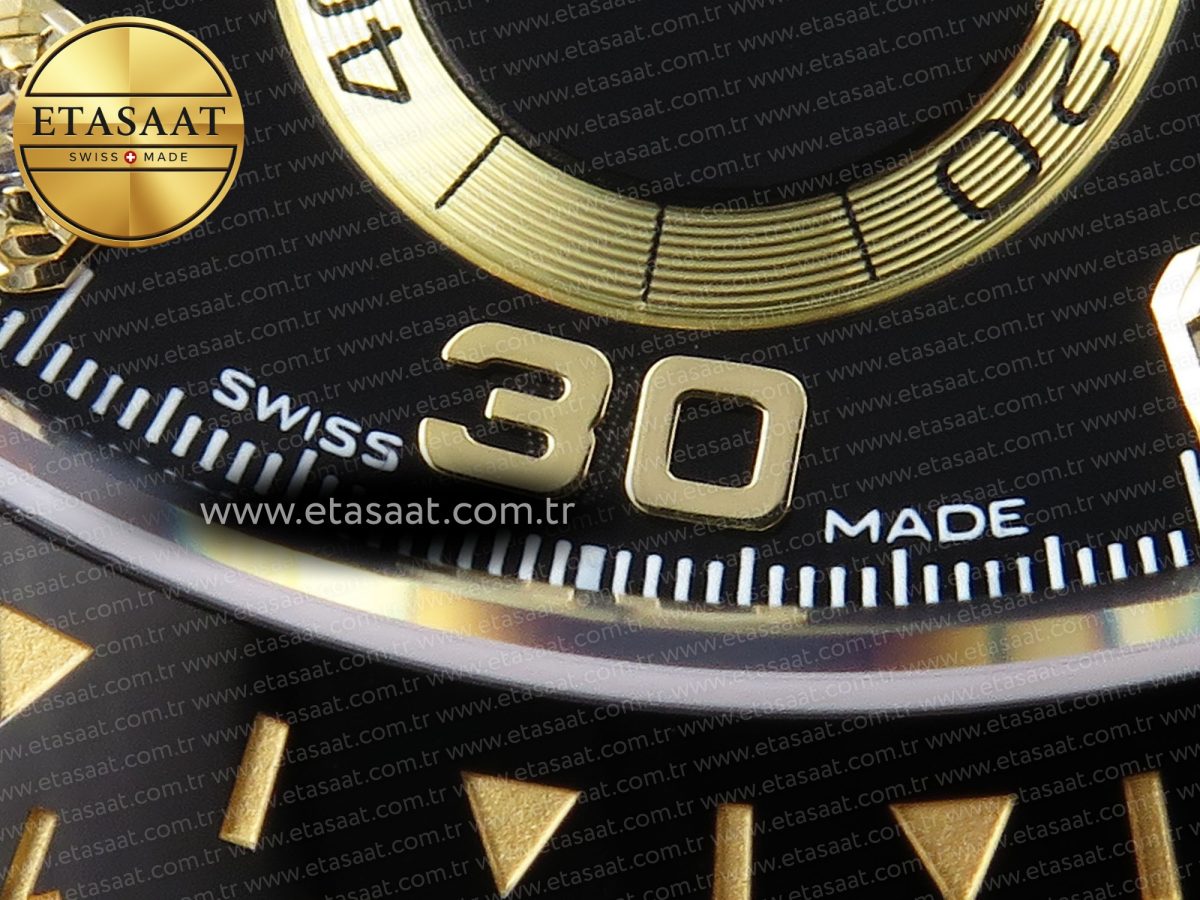 Rolex Daytona 116518 APSF 1:1 Best Edition Black Diamonds Dial on Oysterflex Rubber Strap SH4130 - Görsel 16
