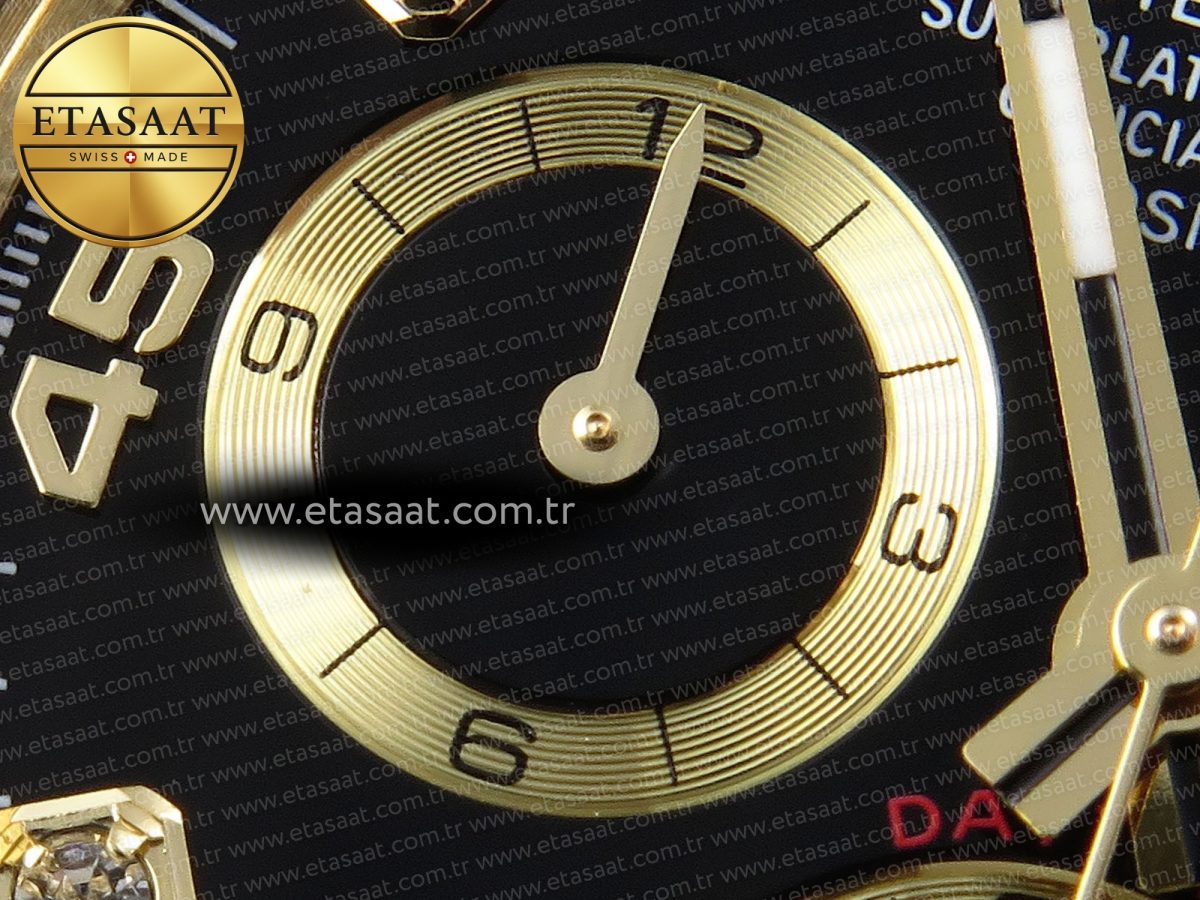 Rolex Daytona 116518 APSF 1:1 Best Edition Black Diamonds Dial on Oysterflex Rubber Strap SH4130 - Görsel 17