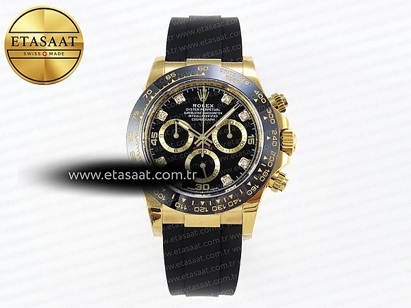 Rolex Daytona 116518 APSF Siyah Pırlanta Kadran SH4130 Eta Saat - 1:1 Süper Klon Replika Saat