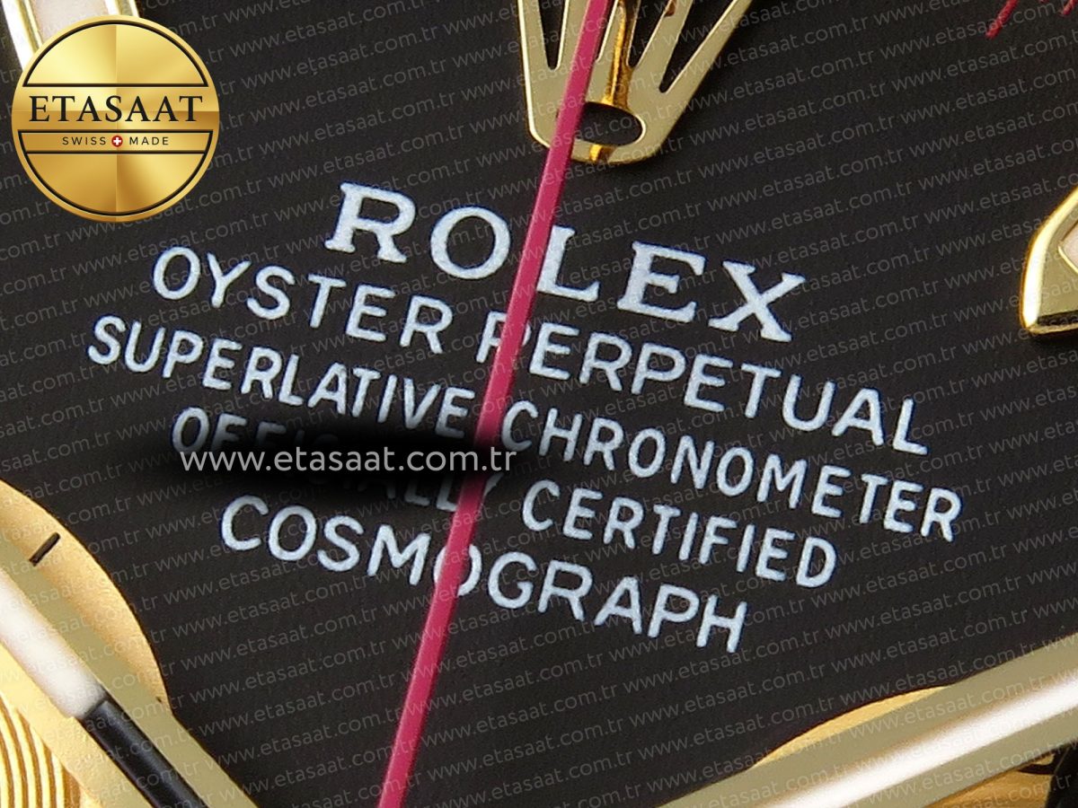 Rolex Daytona 116518 APSF 1:1 Best Edition Black/YG Dial on Oysterflex Rubber Strap SH4130 - Görsel 10