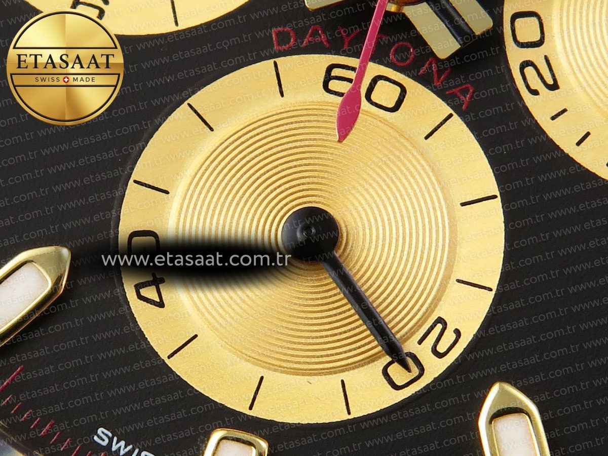Rolex Daytona 116518 APSF 1:1 Best Edition Black/YG Dial on Oysterflex Rubber Strap SH4130 - Görsel 12