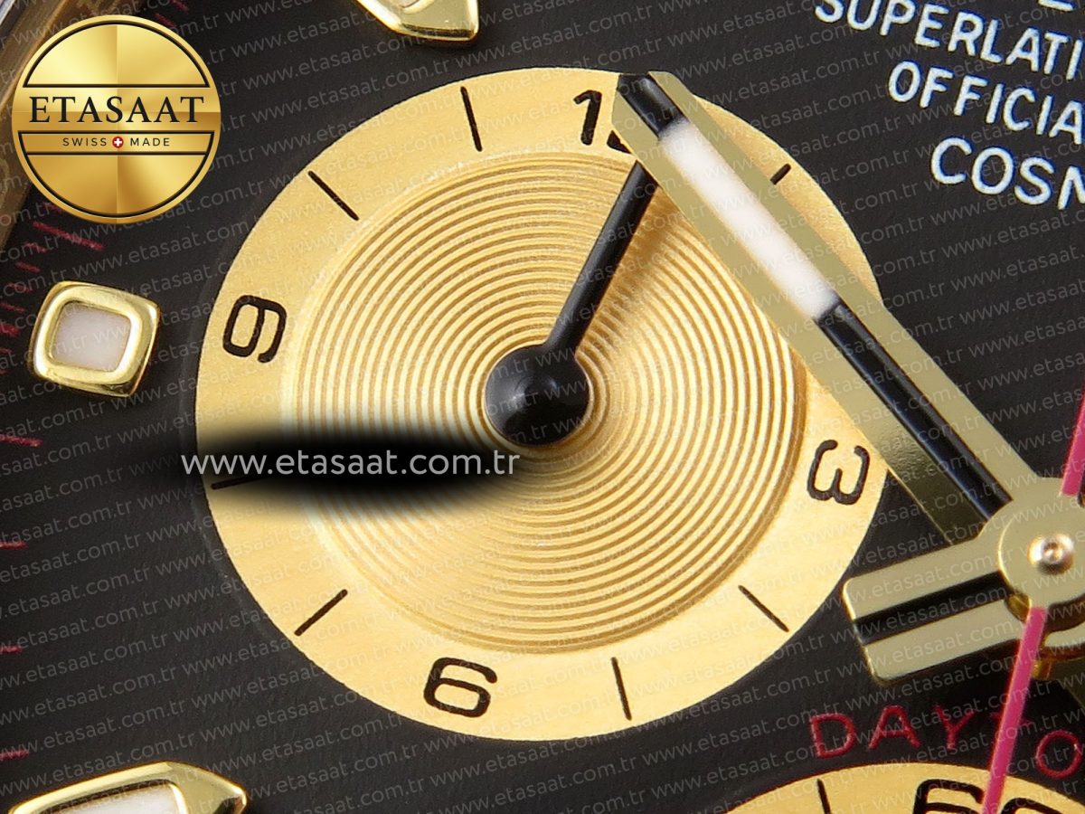 Rolex Daytona 116518 APSF 1:1 Best Edition Black/YG Dial on Oysterflex Rubber Strap SH4130 - Görsel 13