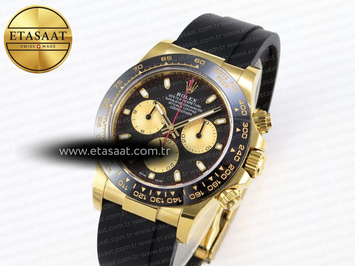 Rolex Daytona 116518 APSF 1:1 Best Edition Black/YG Dial on Oysterflex Rubber Strap SH4130 - Görsel 2
