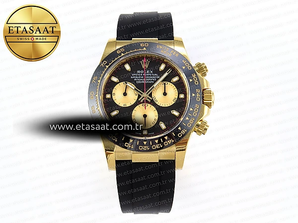 Rolex Daytona 116518 APSF Siyah/Altın Kadran SH4130 Eta Saat - 1:1 Süper Klon Replika Saat
