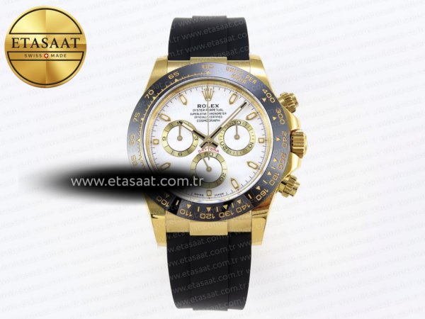 Rolex Daytona 116518 APSF Beyaz Kadran Oysterflex SH4130 Eta Saat - 1:1 Süper Klon Replika Saat