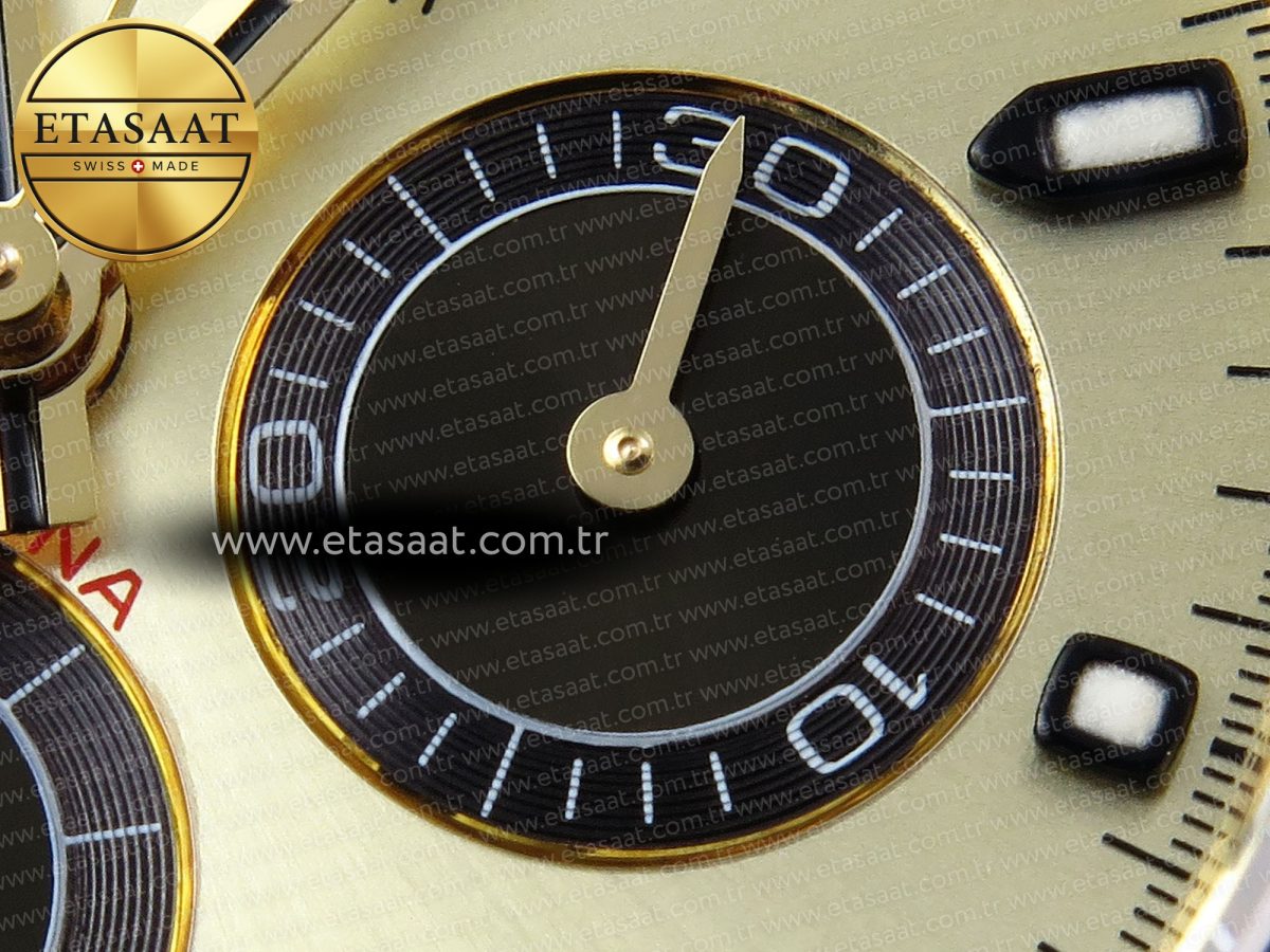 Rolex Daytona 116518 APSF 1:1 Best Edition YG/Black Dial on Oysterflex Rubber Strap SH4130 - Görsel 11