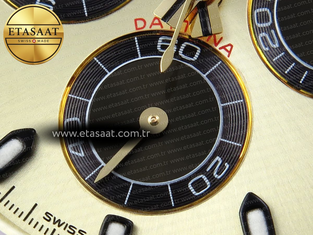 Rolex Daytona 116518 APSF 1:1 Best Edition YG/Black Dial on Oysterflex Rubber Strap SH4130 - Görsel 12