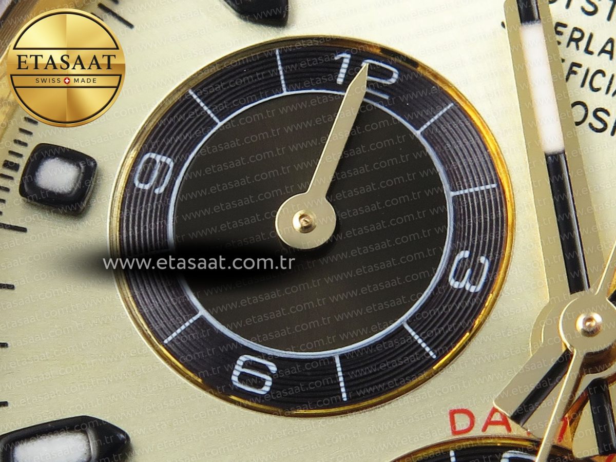 Rolex Daytona 116518 APSF 1:1 Best Edition YG/Black Dial on Oysterflex Rubber Strap SH4130 - Görsel 14