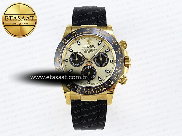 Rolex Daytona 116518 APSF YG/Siyah Kadran Oysterflex SH4130 Eta Saat - 1:1 Süper Klon Replika Saat