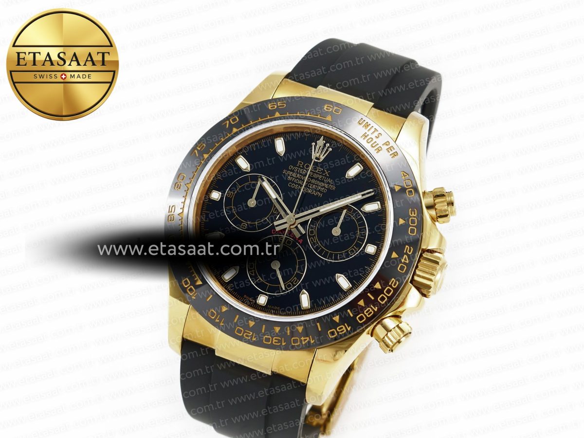 Rolex Daytona 116518 QF 1:1 Best Edition Black Dial on Oysterflex Strap SH4130 V3 (Gain Weight) - Görsel 2