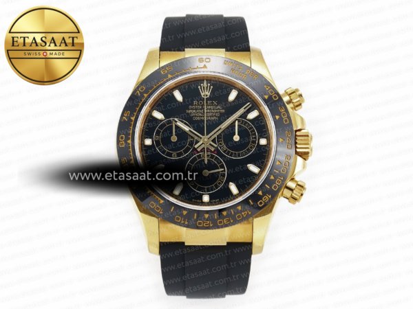 Rolex Daytona 116518 QF Siyah Kadran Oysterflex Ağır Kasa Eta Saat - 1:1 Süper Klon Replika Saat