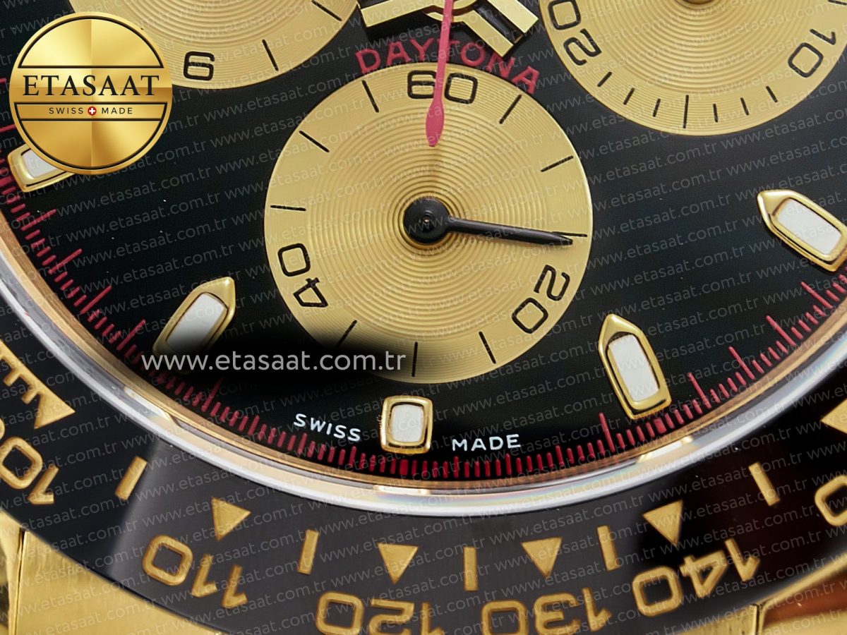 Rolex Daytona 116518 QF 1:1 Best Edition Black/YG Dial on Oysterflex Strap SH4130 V3 (Gain Weight) - Görsel 12