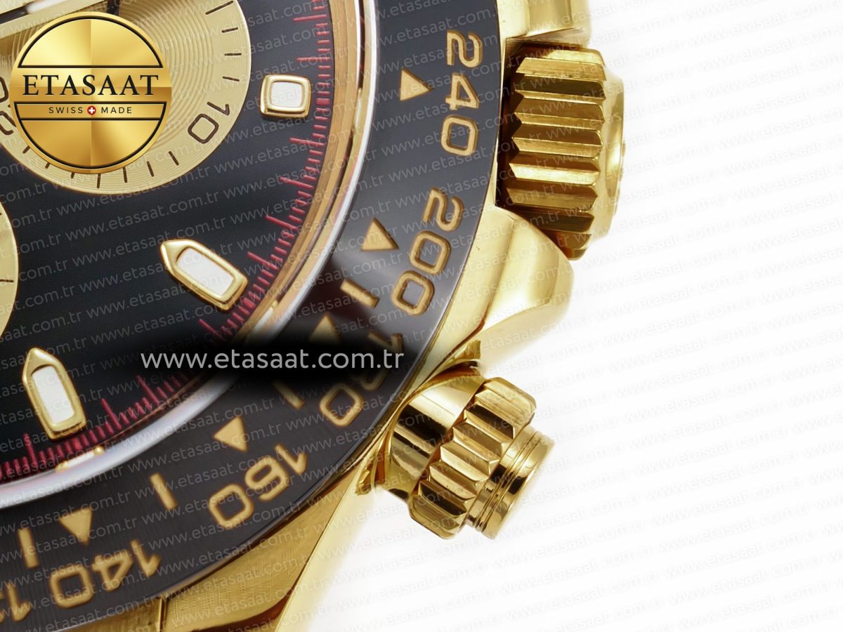 Rolex Daytona 116518 QF 1:1 Best Edition Black/YG Dial on Oysterflex Strap SH4130 V3 (Gain Weight) - Görsel 13